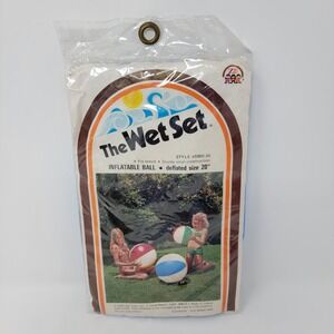 Vintage 1975 The Wet Set 20" Inflatable Vinyl Beach Ball ~ Zee Toys #5902-20